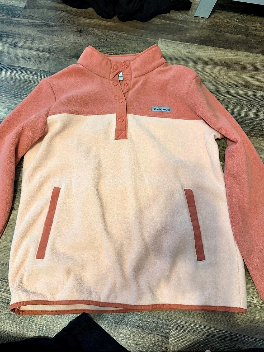 Columbia Benton Springs Snap Front Fleece Pullover Pink & Cream Large